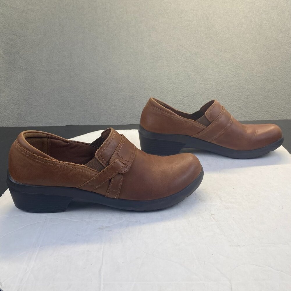 Clarks Bendables Womens 10 M Brown Leather Wedge Heel Slip On Loafers 15260 - Picture 2 of 9